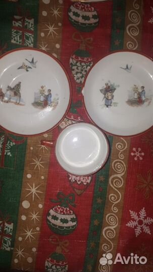 Китайские мотивы 1920г чашка 2 блюдца клеймо тд