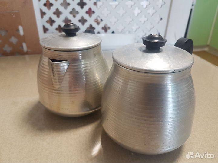 Чайник заварной и сахарница СССР металлические