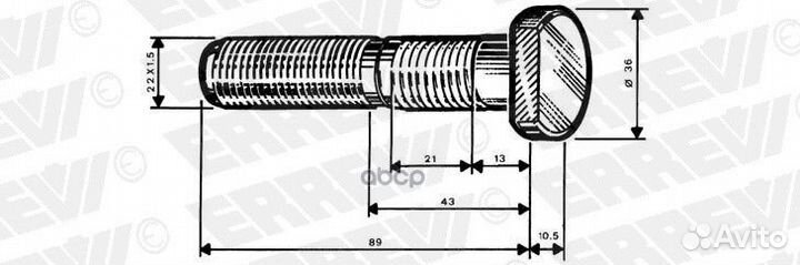 ER729355 болт колесный M22x1.5x99/89/45 BPW 72