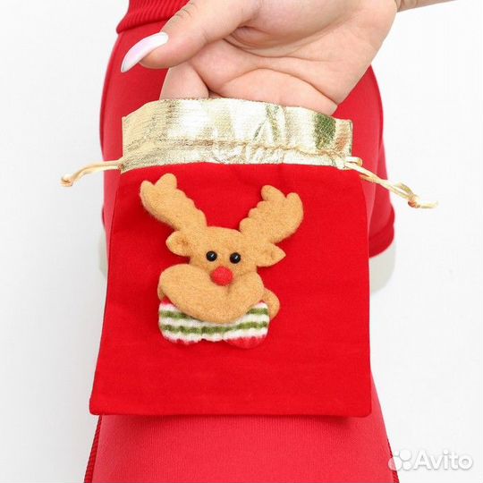 2 шт. Новый год. Кофта новогодняя для животных 'Подарок', размер M (дс 25, ог 37 см), красный