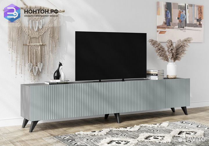 Тумба под тв Сканди серый шифер / грин грей софт