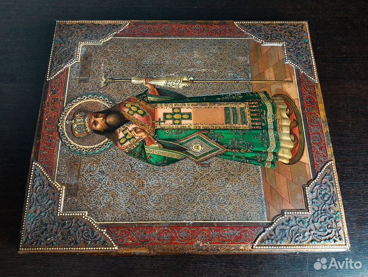 Старинная икона Феодосий Черниговский 1896г Сохран