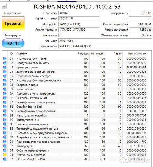 Жесткий диск Toshiba 1Tb 2.5
