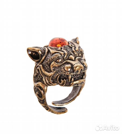 Кольцо Тигр (латунь, янтарь) A2161349