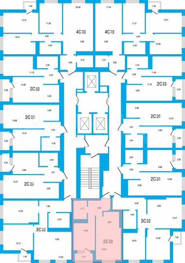 2-к. квартира, 40,7 м², 21/22 эт.