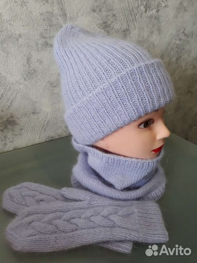 Комплект шапка, снуд и варежки