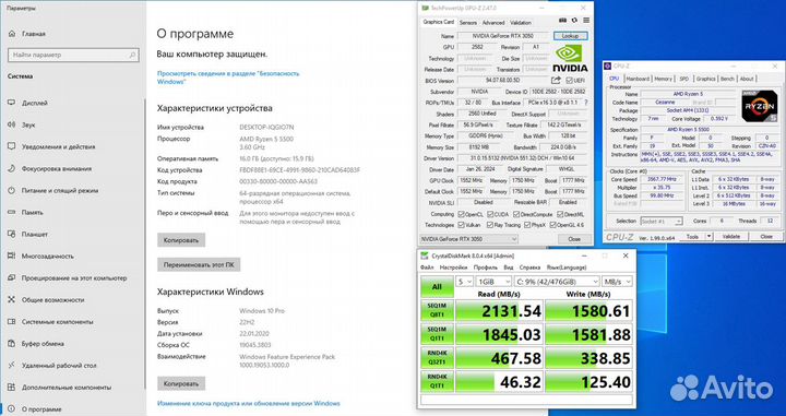 Мощный игровой компьютер ryzen 5/RTX 3050/512gb SS