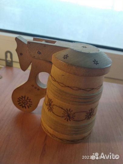 Кружка пивная, деревянная сувенирная