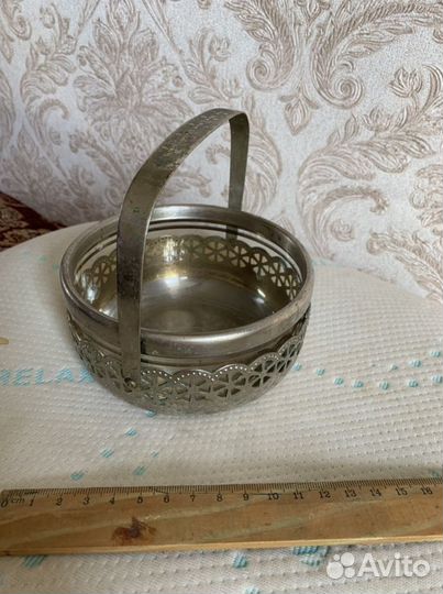 Конфетница СССР. Стекло и металл