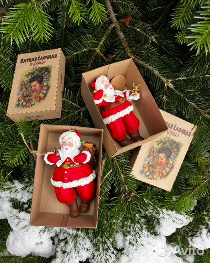 Ватная елочная игрушка ручной работы