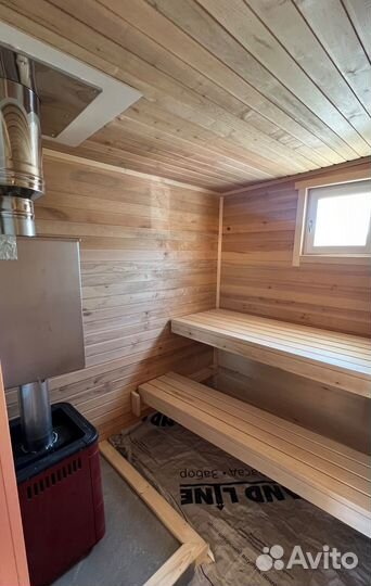 Каркасная баня с террасой