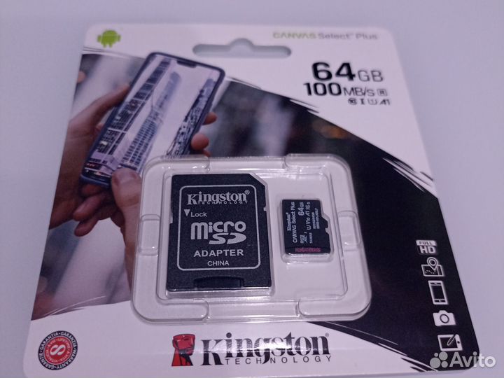 Карта памяти MicroSD Kingstone 64GB