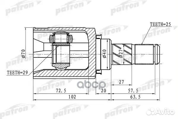 ШРУС внутренний правый 25x40x29 nissan tiida C1