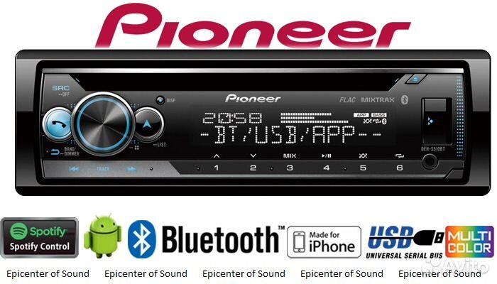 Автомагнитола процессорная Pioneer MVH-S520BT