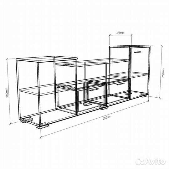 Тв-тумба Парус-951b дуб молочный под тв телевизор