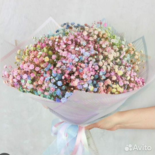 Цветы букет радужная Гипсофила