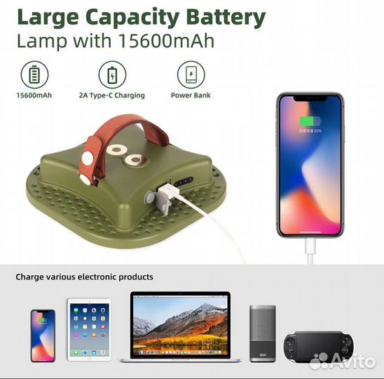 Фонарь для кемпинга 15600mah 80 вт