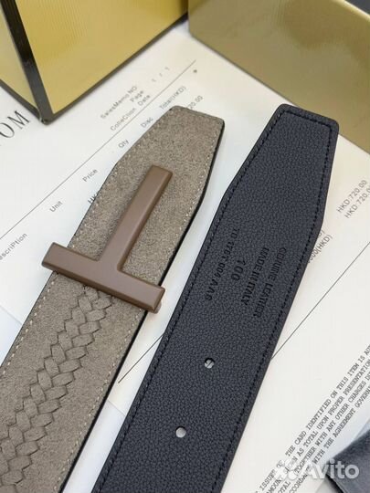 Мужской Кожаный ремень Tom Ford Бежевый