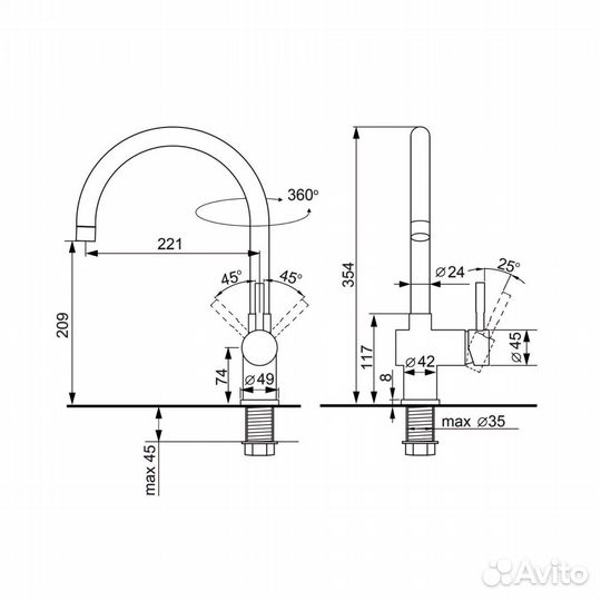 Смеситель для кухни Ulgran U-021-302, песочный