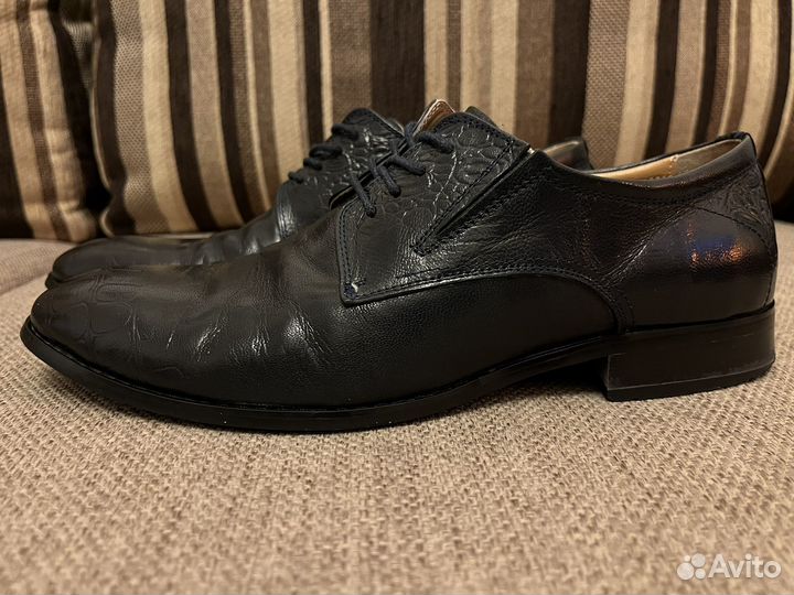 Туфли мужские тёмно-синие из натуральной кожи