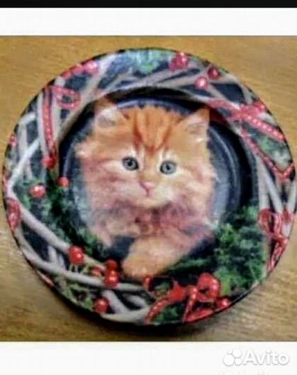 Тарелка настенная, панно, ручная работа, декупаж