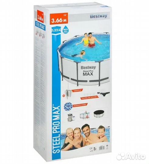 Бассейн Bestway 366*122, фильтр, лестница, тент