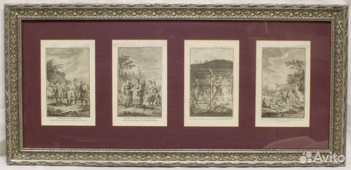 Гравюра 4 в 1 Привычки женщин Камчатки, Benard Di