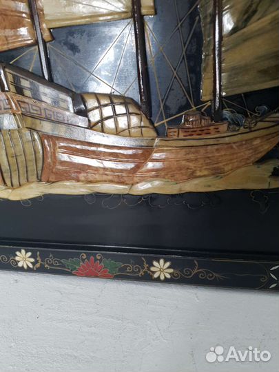 Картина камень Китай шинуазри Антик