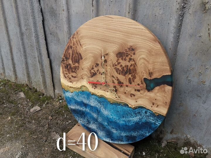 Настенные часы из слэба и эпоксидной смолы