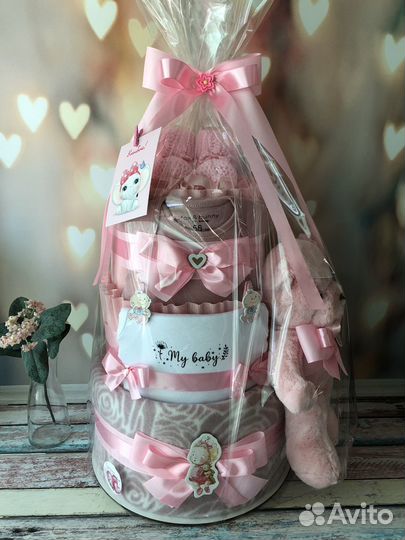 Торт из памперсов на рождение крестины Готовые