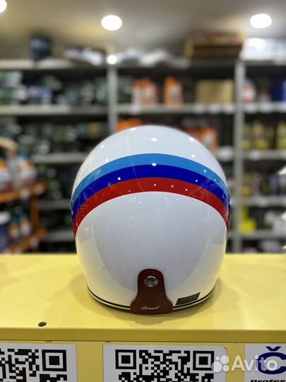 Мотошлем Beon Vintage F1 white/red-blue