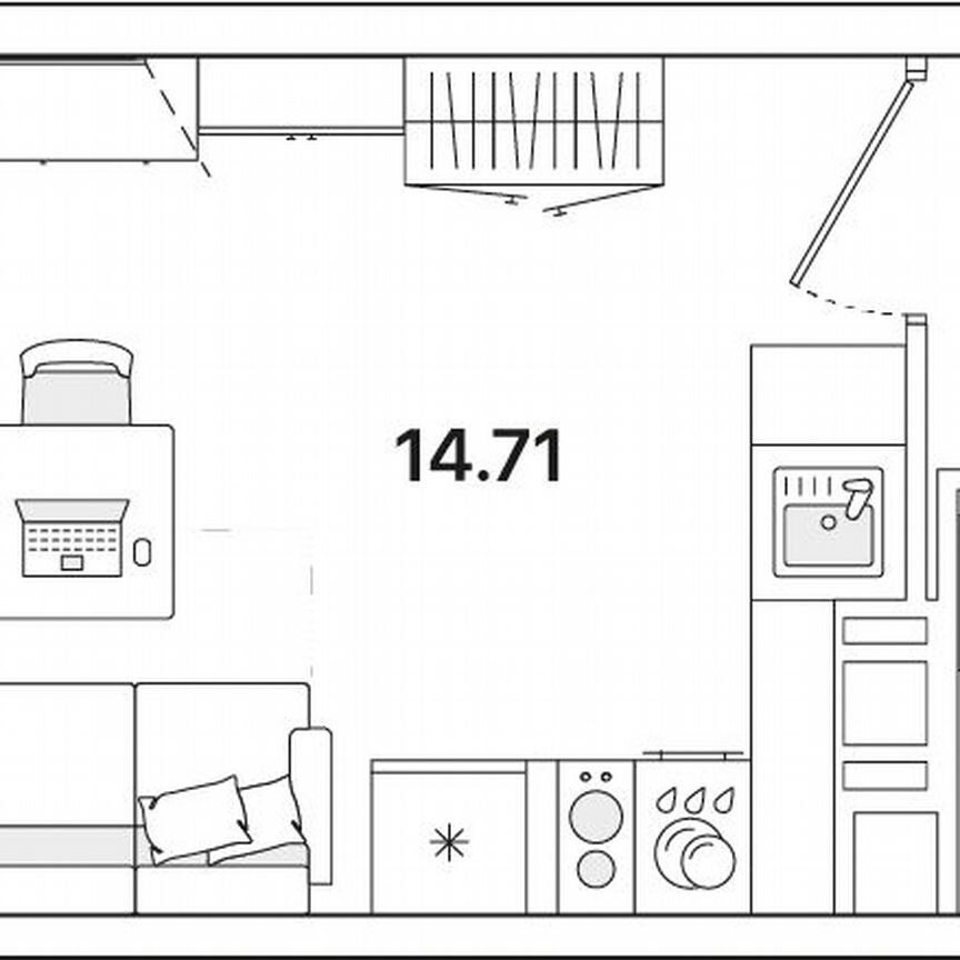 Квартира-студия, 22,8 м², 8/12 эт.