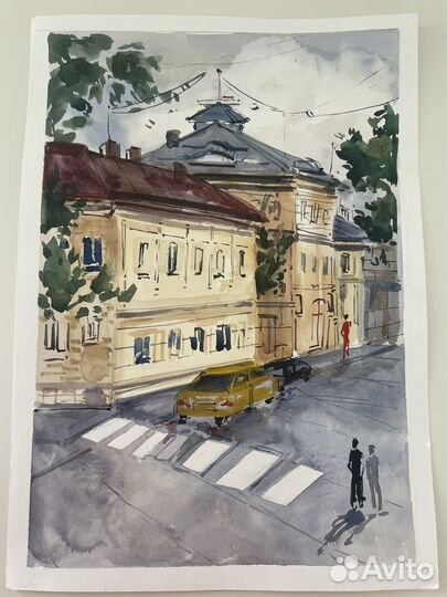 Пейзаж, Акварель, Ленинградская область, г. Пушкин