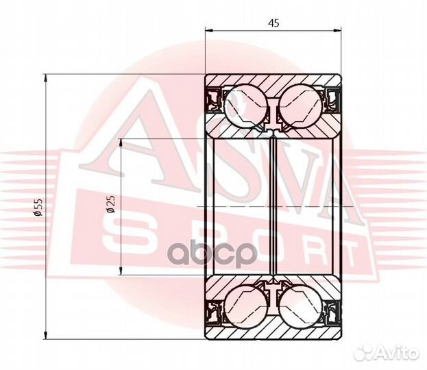 Подшипник ступицы renault DAC25550045 asva