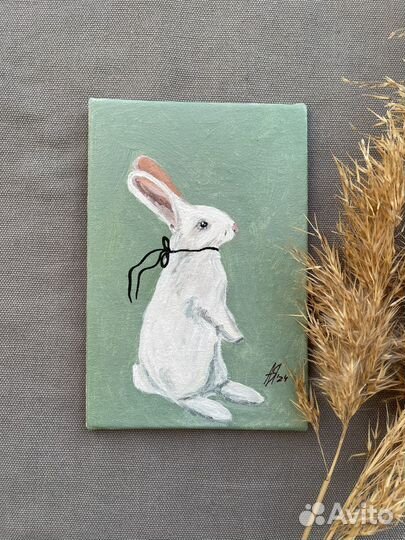 Картины этюды Кролики 10х15 холст