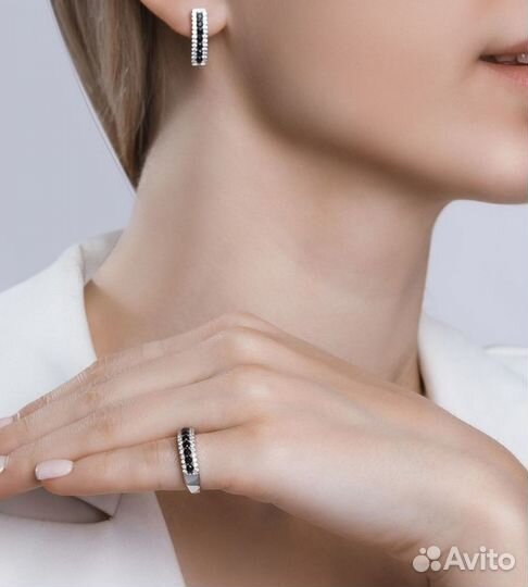 Серебряные серьги и кольцо sokolov