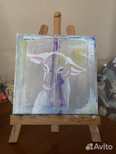 Картина акрилом на холсте абстракционизм ягненок