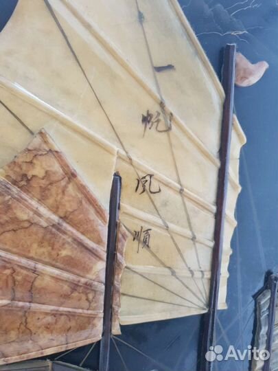 Картина камень Китай шинуазри Антик