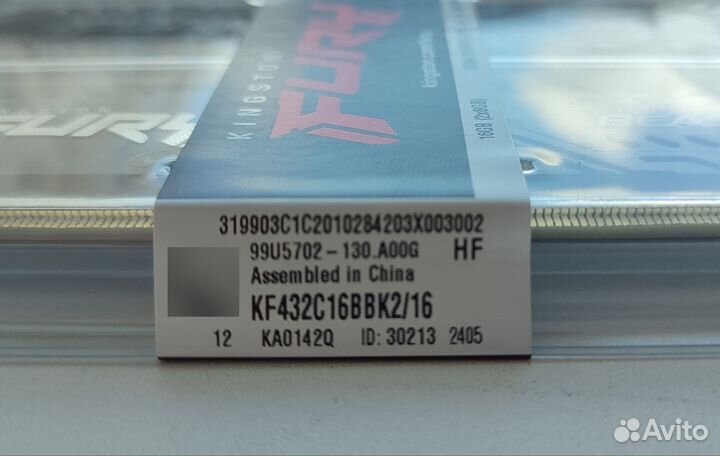 Оперативная память Kingston 16Гб DDR4 3200Мгц
