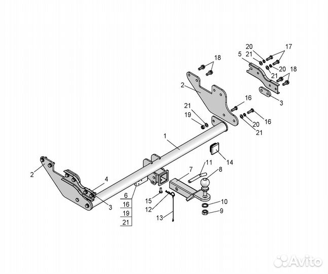 Фаркоп Toyota Hilux, Leader Plus