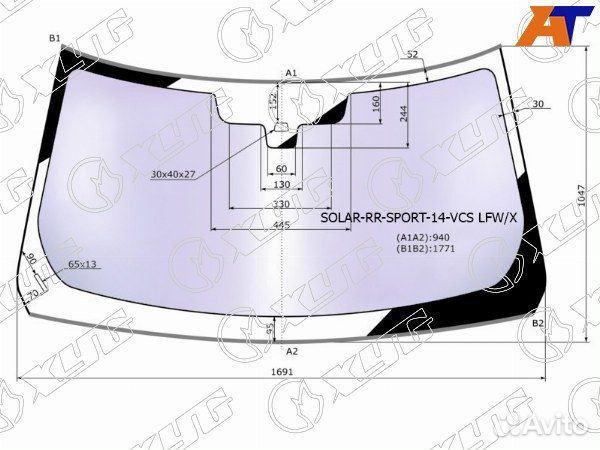 Стекло лобовое (Атермальное/ Датчик дождя/ Молдинг) Land Rover Range Rover Sport 13-22