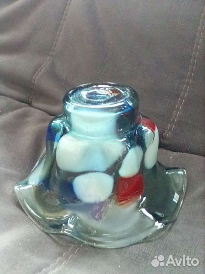 Ваза конфетница СССР гутное стекло
