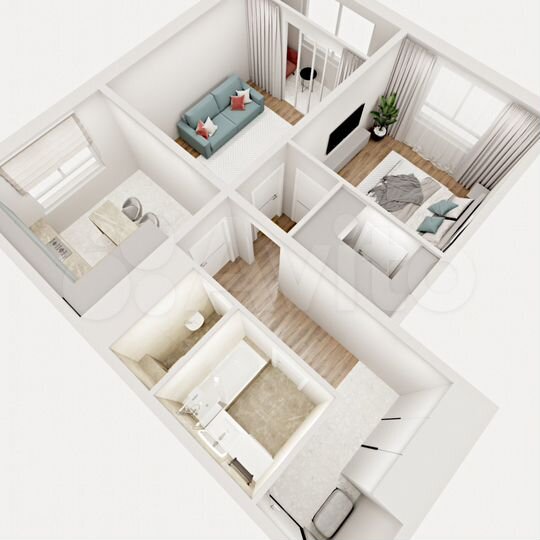 2-к. квартира, 59,3 м², 1/17 эт.