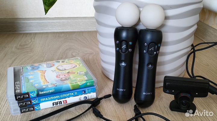 2 ps move, ps eye, 3 игры