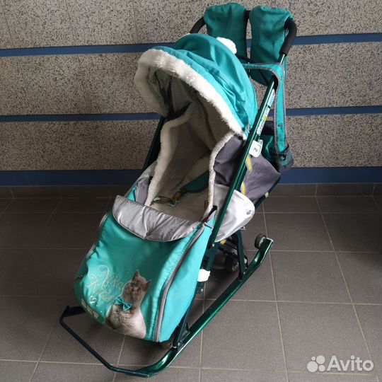 Санки-коляска Ника 7 - 2 с перекидной ручкой