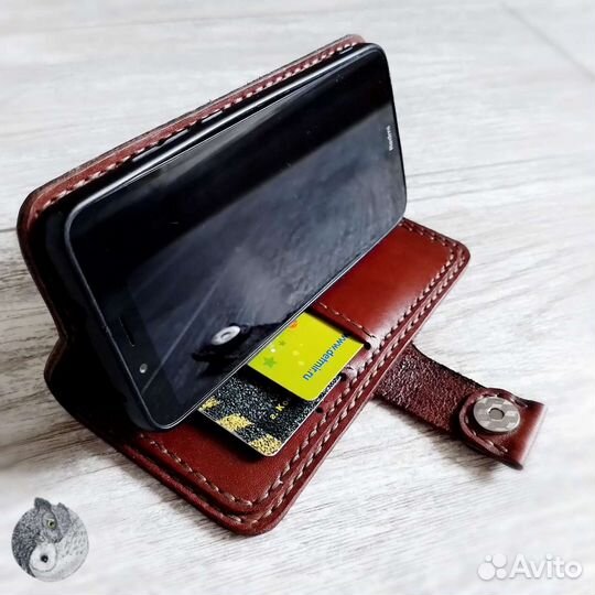 Чехол книжка для смартфона (натуральная кожа)