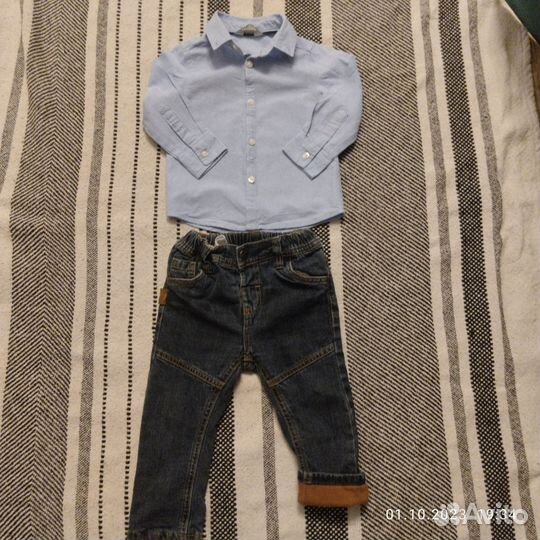 Рубашки, джинсы, комбинезоны 74-80