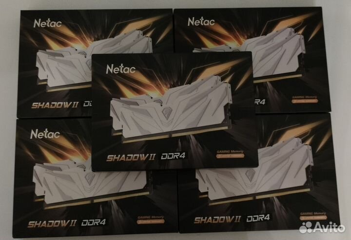 5шт. DDR4 Netac Shadow ll,32Gb,2X16Gb,3200,Белые