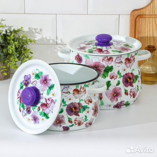 Набор кастрюль 'Анютины глазки', 2 предмета 4 л, 5