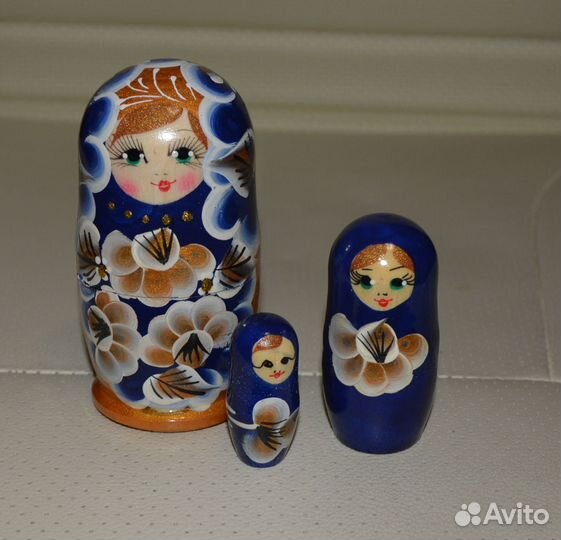 Матрёшка «Марина», синее платье, 3 кукольная 10 см